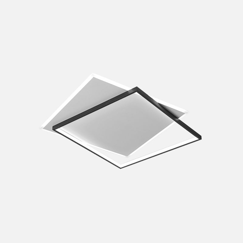 Plafonnier LED noir et blanc de style moderne et concis, plafonnier carré en fer avec abat-jour en acrylique