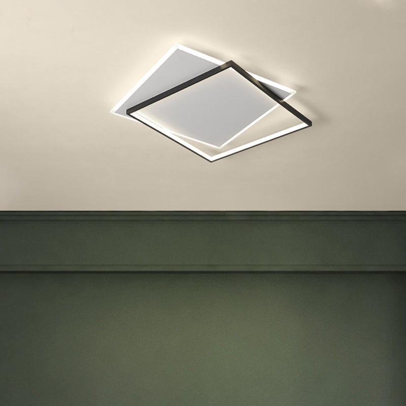 Black and White LED Flush Mount in Modern Concise Style Iron Square Ceiling Light with Acrylic Shade