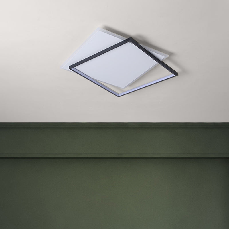 Black and White LED Flush Mount in Modern Concise Style Iron Square Ceiling Light with Acrylic Shade