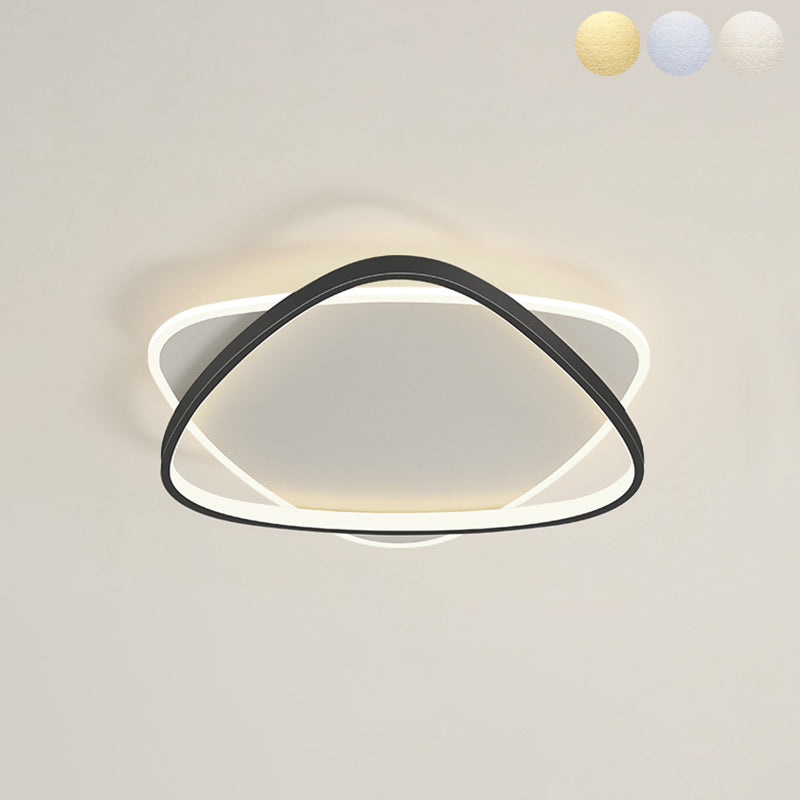 Plafonnier LED noir et blanc de style moderne, plafonnier géométrique en fer avec abat-jour en acrylique