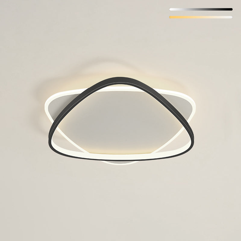 Plafonnier LED noir et blanc de style moderne, plafonnier géométrique en fer avec abat-jour en acrylique