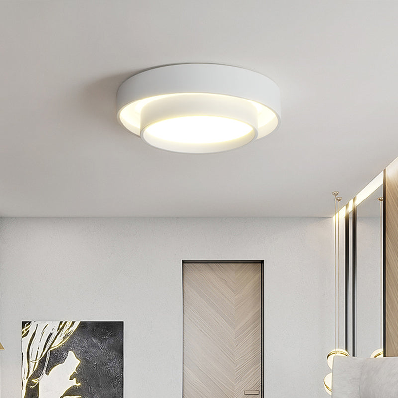 Modern Minimalist LED Ceiling Fixture Plastic Circular Flush Mount with Acrylic Shade
