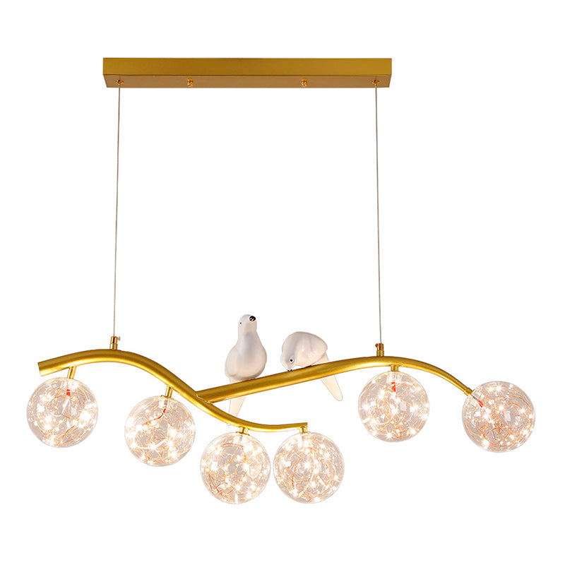 Spherical Shape Island Pendants Contemporary Glass 6 Light Hanging Lights