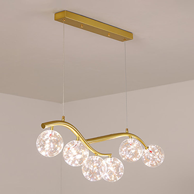 Spherical Shape Island Pendants Contemporary Glass 6 Light Hanging Lights