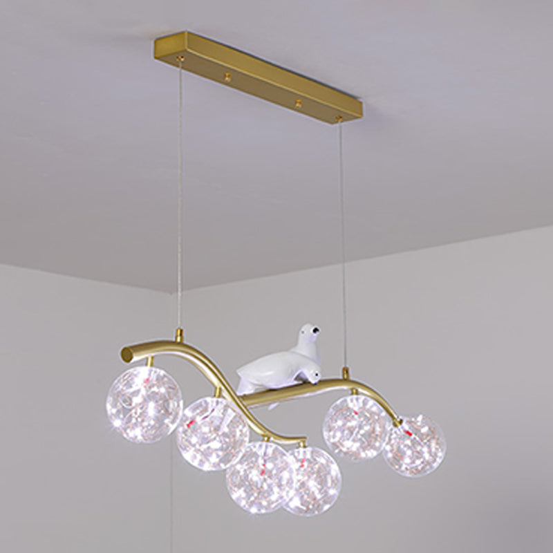 Spherical Shape Island Pendants Contemporary Glass 6 Light Hanging Lights