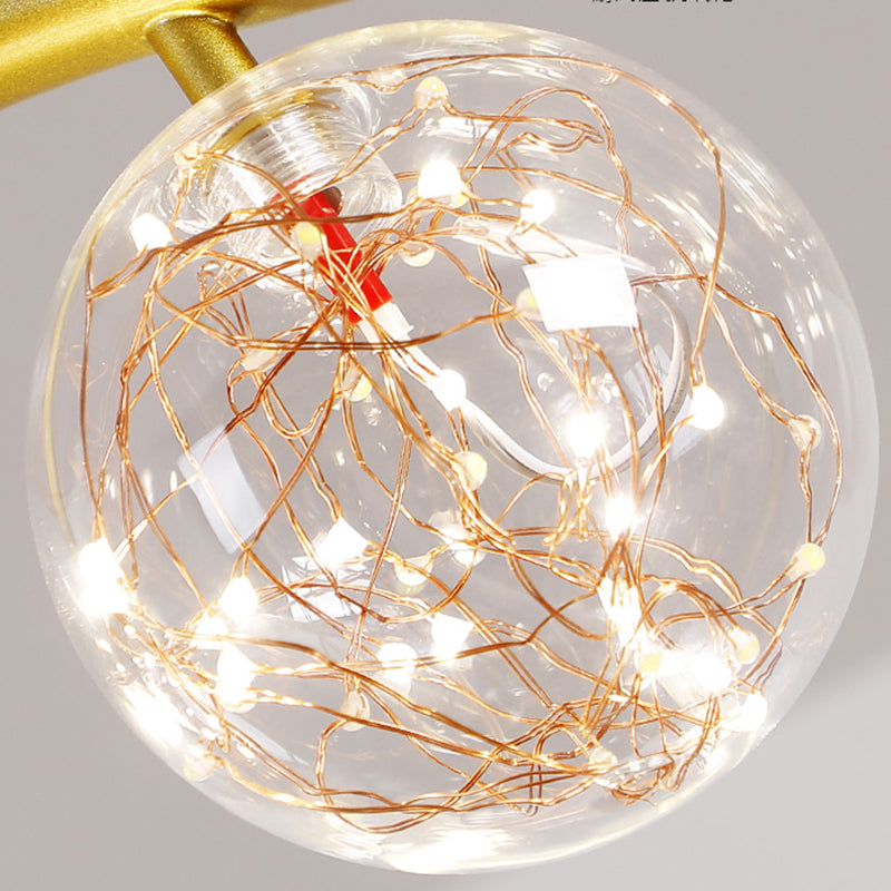 Spherical Shape Island Pendants Contemporary Glass 6 Light Hanging Lights