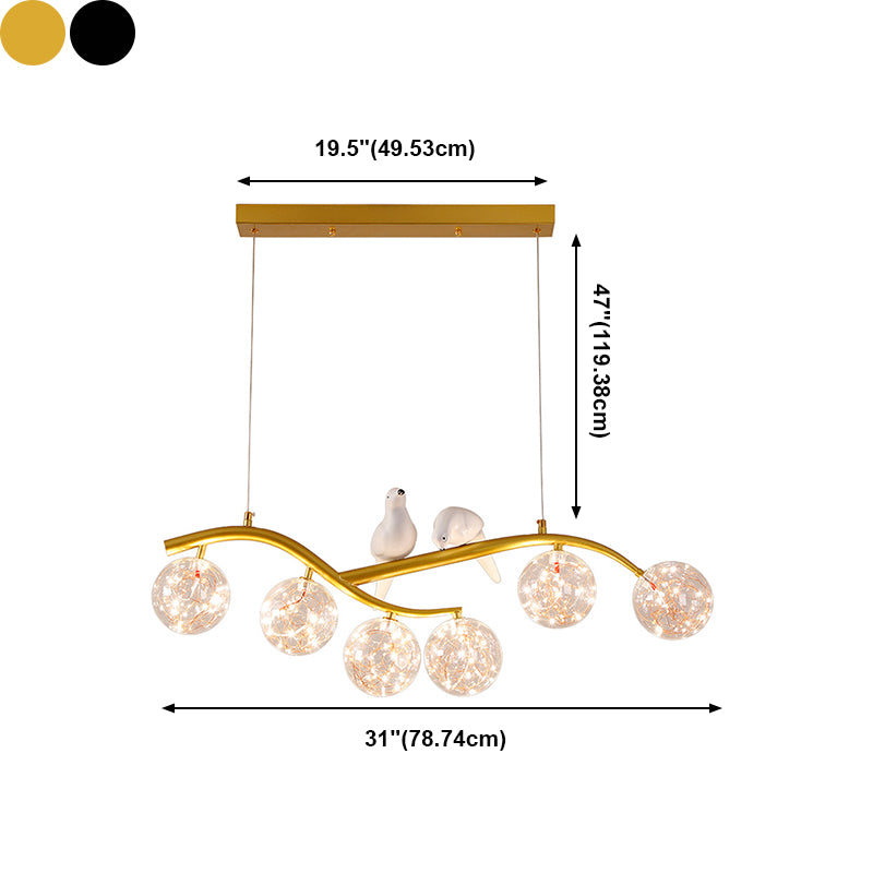 Spherical Shape Island Pendants Contemporary Glass 6 Light Hanging Lights