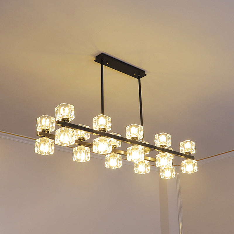 Luminaire de l'île contemporaine Crystal Cube Island Lights for Kitchen