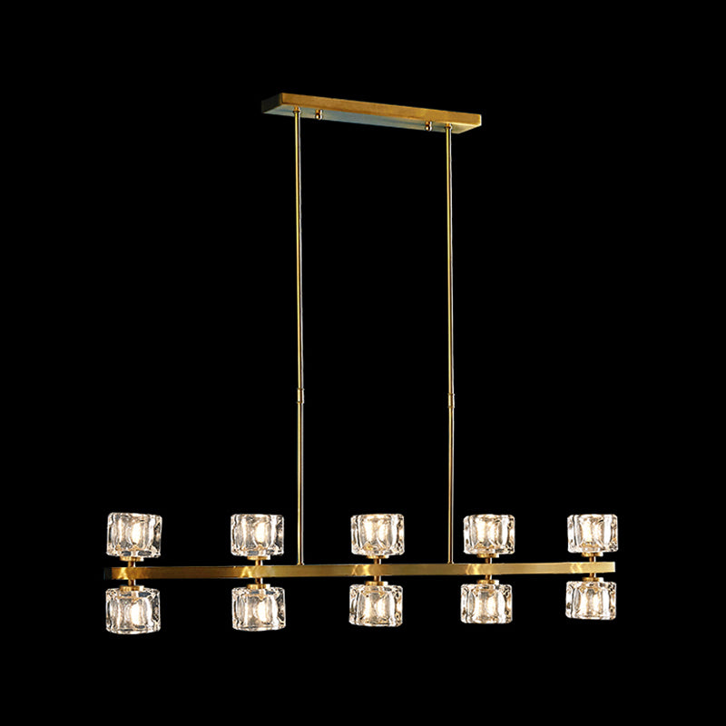 Luminaire de l'île contemporaine Crystal Cube Island Lights for Kitchen