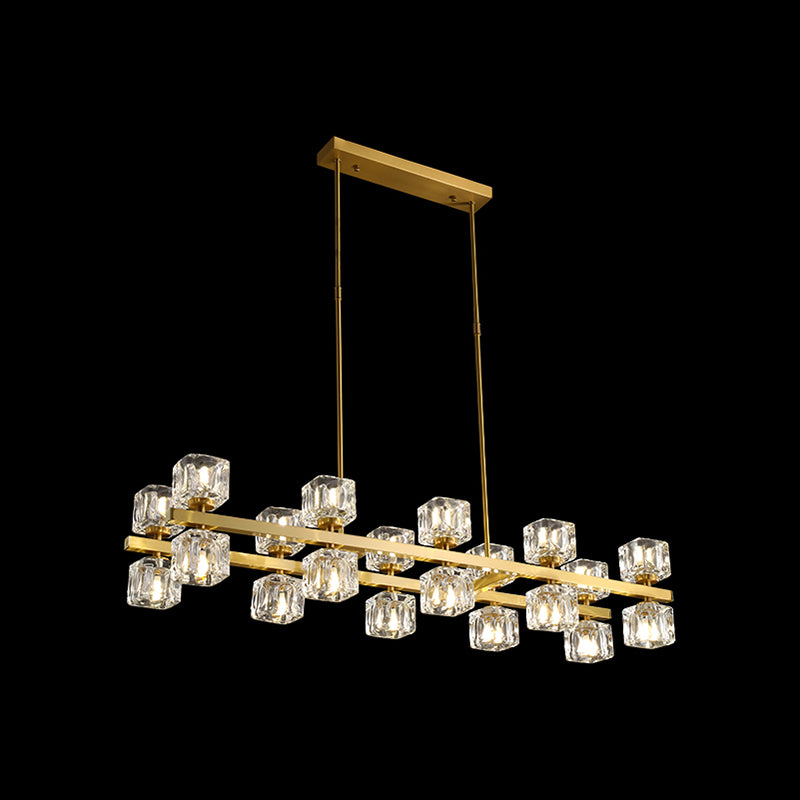 Luminaire de l'île contemporaine Crystal Cube Island Lights for Kitchen