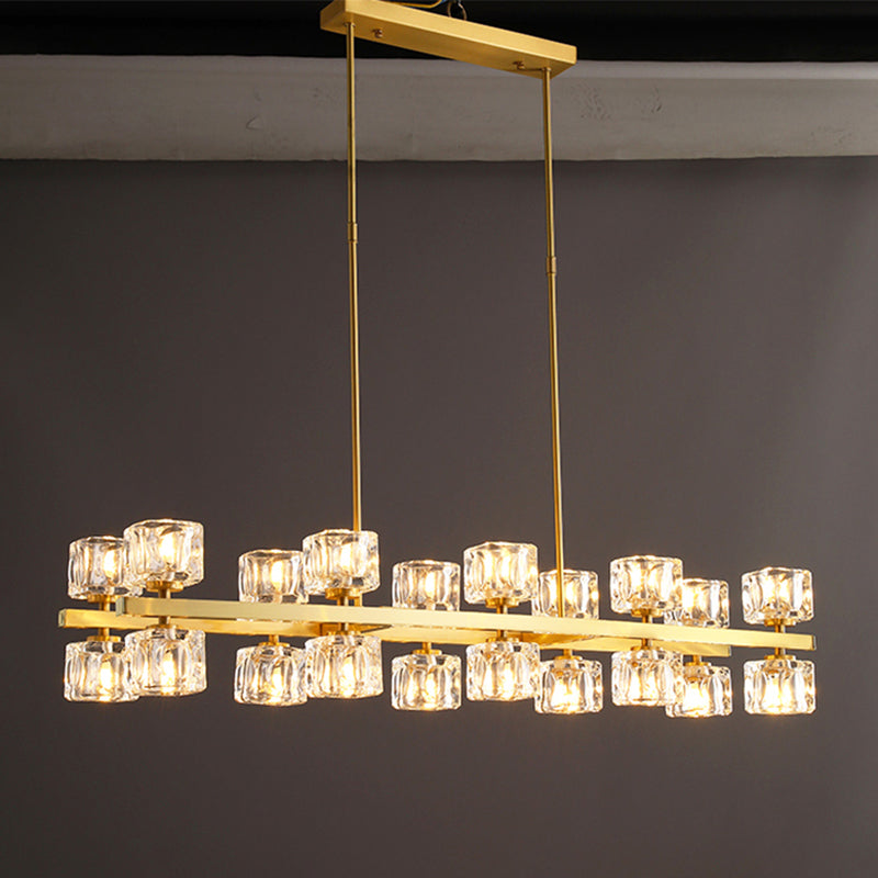 Luminaire de l'île contemporaine Crystal Cube Island Lights for Kitchen