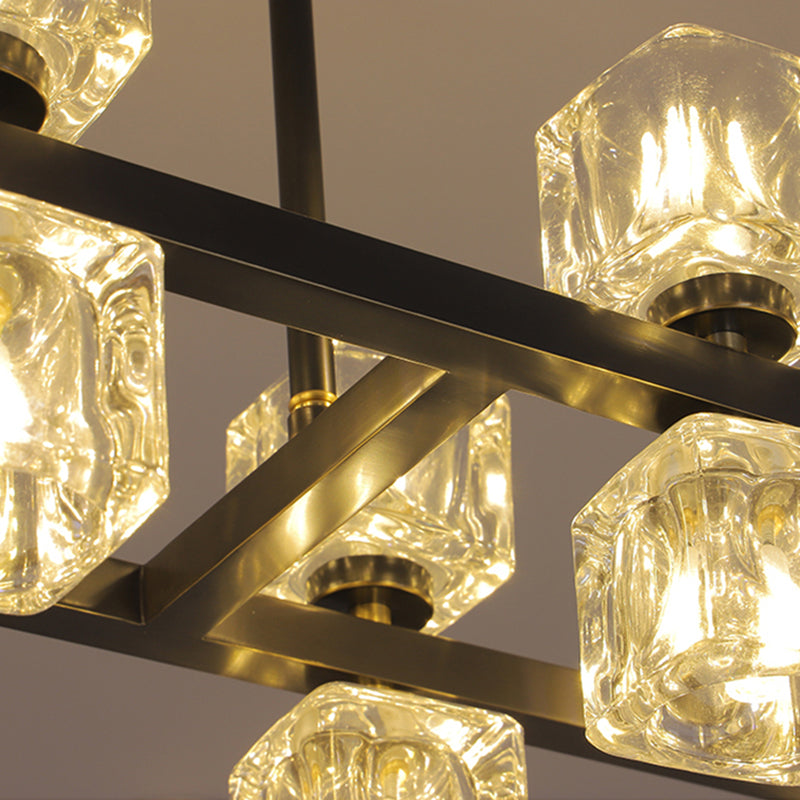 Luminaire de l'île contemporaine Crystal Cube Island Lights for Kitchen