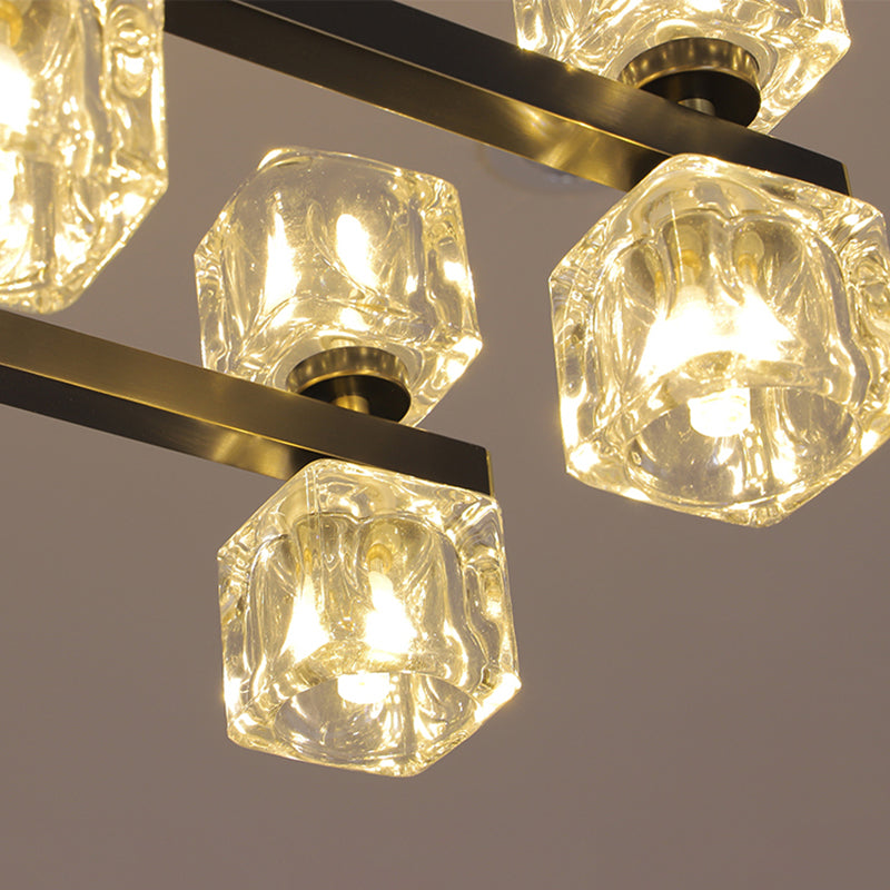 Luminaire de l'île contemporaine Crystal Cube Island Lights for Kitchen