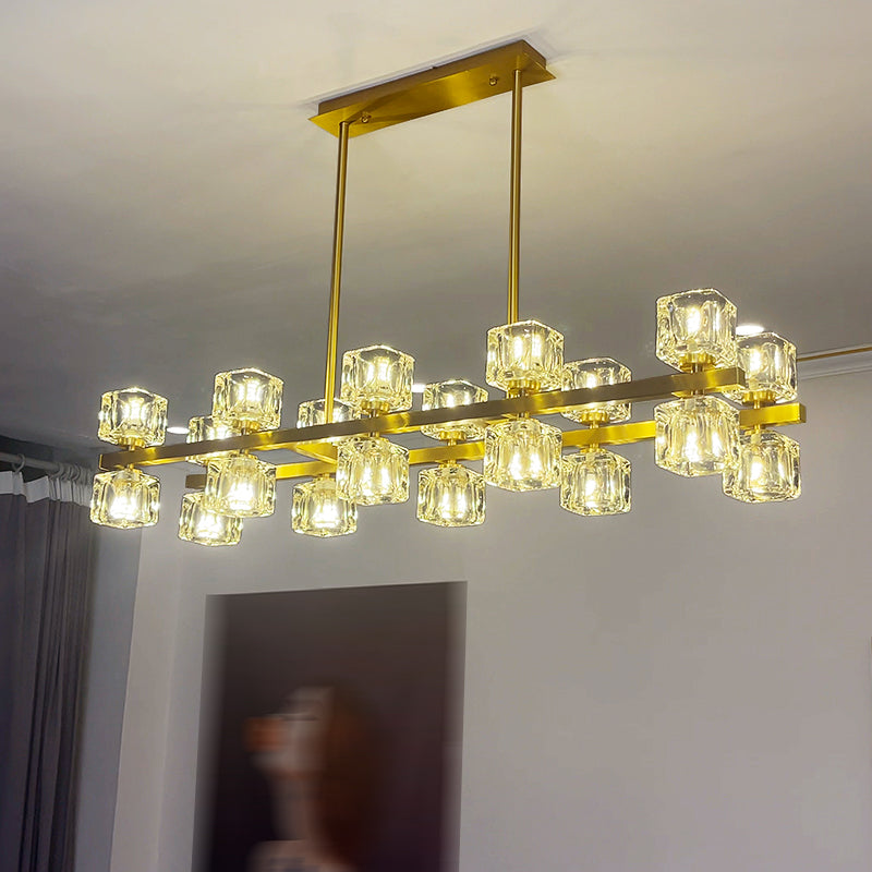 Luminaire de l'île contemporaine Crystal Cube Island Lights for Kitchen