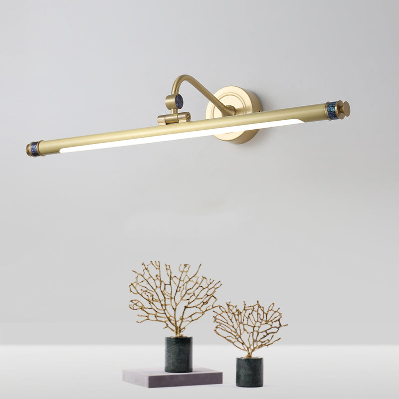 Linear Shape Metal Wall Sconce Modern Style 1-Light Mirror Wall Mount Light Fixture