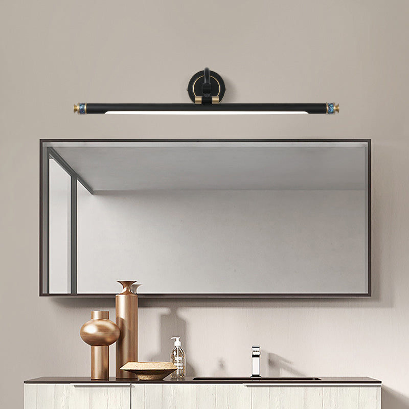 Linear Shape Metal Wall Sconce Modern Style 1-Light Mirror Wall Mount Light Fixture