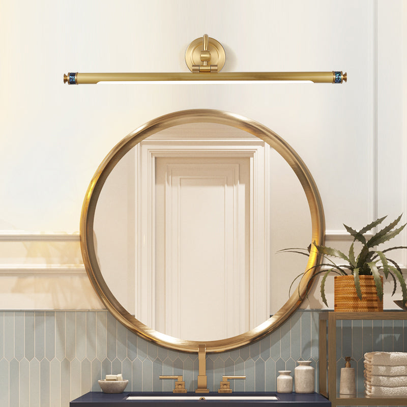 Linear Shape Metal Wall Sconce Modern Style 1-Light Mirror Wall Mount Light Fixture