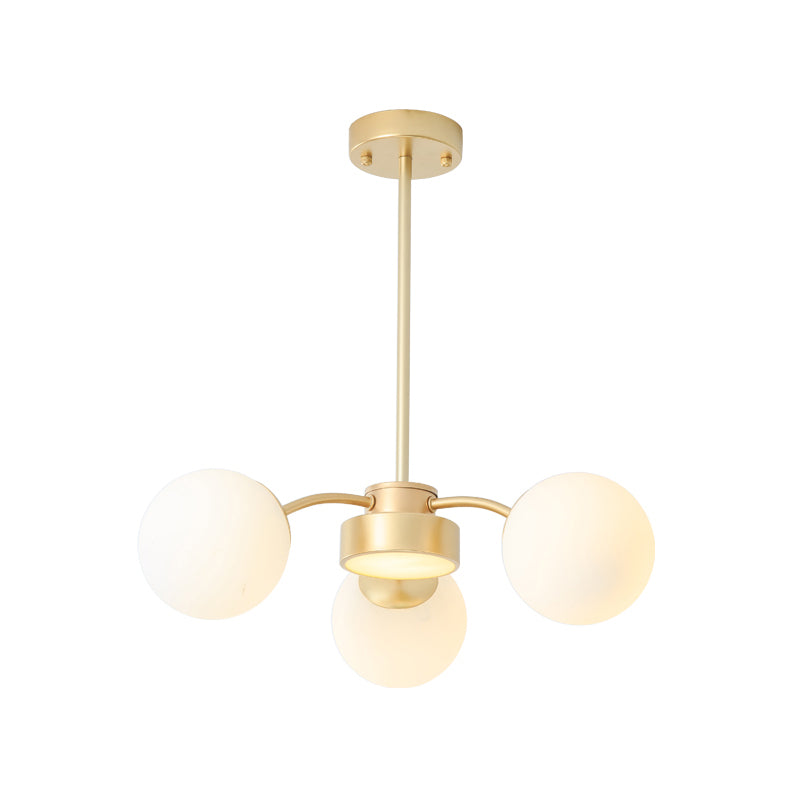 Nordic Spherical Pendant Light White Glass Hanging Light for Living Room