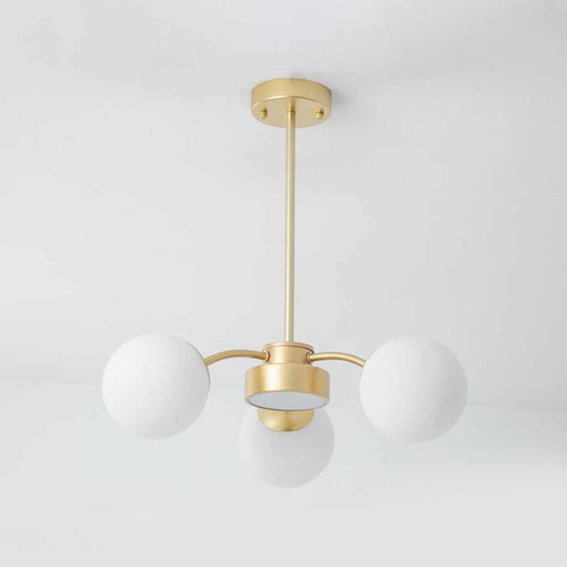 Nordic Spherical Pendant Light White Glass Hanging Light for Living Room