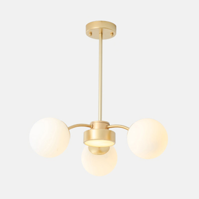 Nordic Spherical Pendant Light White Glass Hanging Light for Living Room