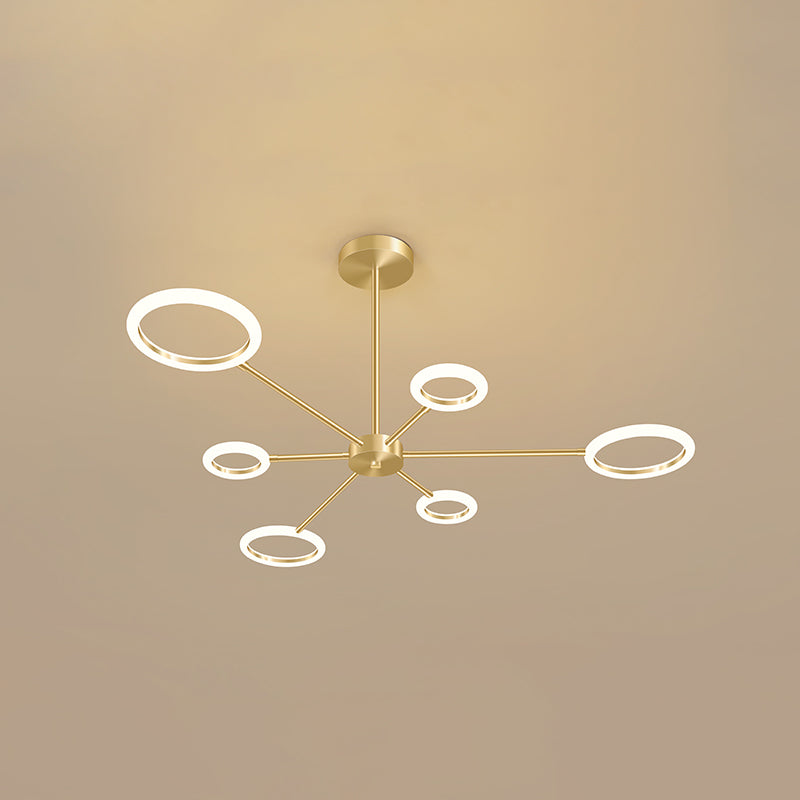 Acrylic Gold LED Pendant Light in Modern Artistic Style Lacquered Metal Chandelier for Living Room