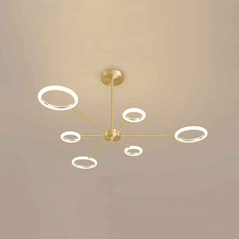 Acrylic Gold LED Pendant Light in Modern Artistic Style Lacquered Metal Chandelier for Living Room