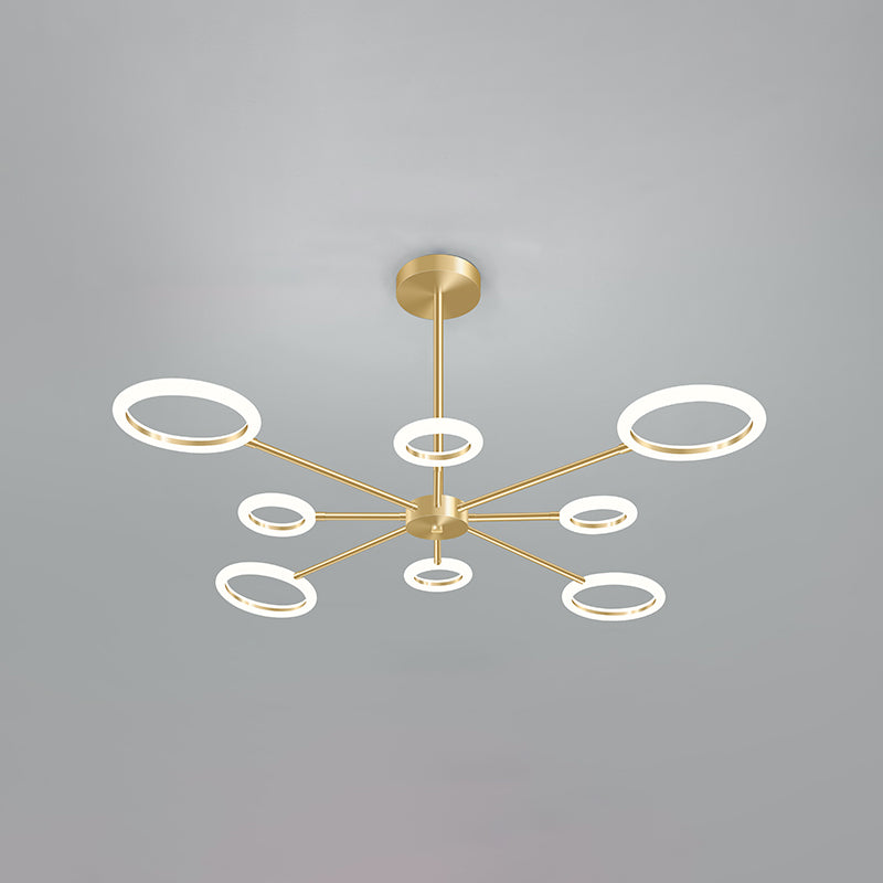 Acrylic Gold LED Pendant Light in Modern Artistic Style Lacquered Metal Chandelier for Living Room