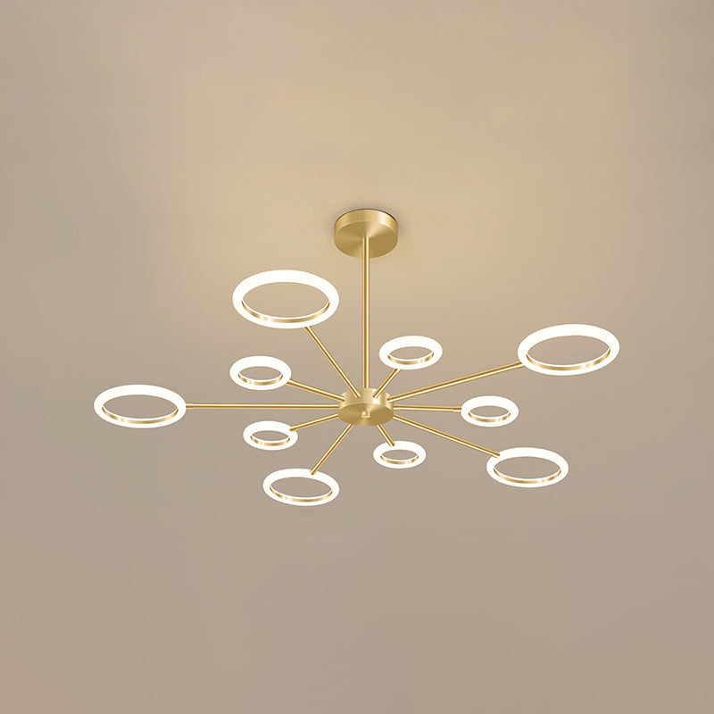 Acrylic Gold LED Pendant Light in Modern Artistic Style Lacquered Metal Chandelier for Living Room