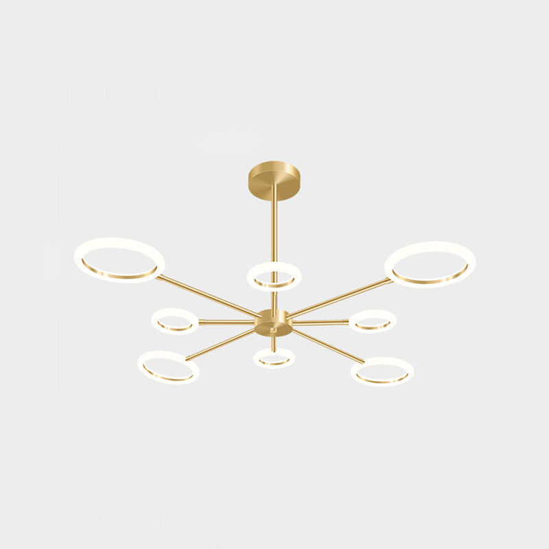 Acrylic Gold LED Pendant Light in Modern Artistic Style Lacquered Metal Chandelier for Living Room