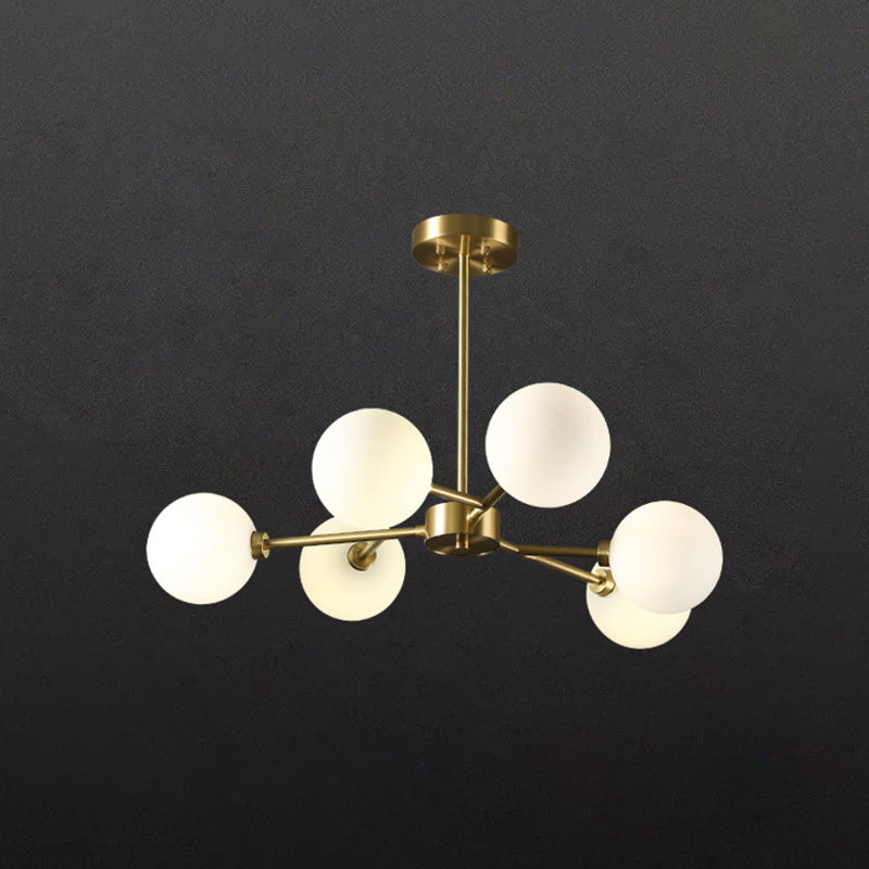 Glass Gold Chandelier in Modern Artistic Style Copper Globe Pendant Light for Interior Spaces
