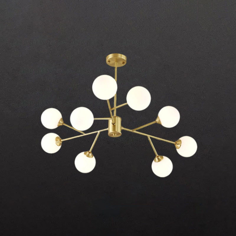 Glass Gold Chandelier in Modern Artistic Style Copper Globe Pendant Light for Interior Spaces