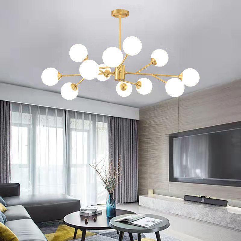 Glass Gold Chandelier in Modern Artistic Style Copper Globe Pendant Light for Interior Spaces