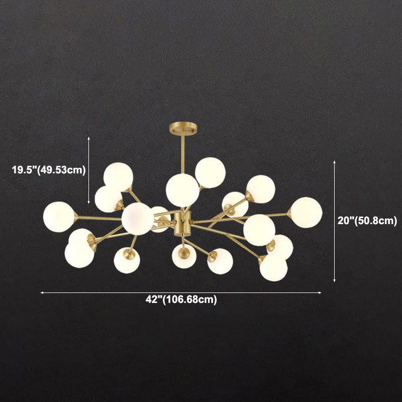 Glass Gold Chandelier in Modern Artistic Style Copper Globe Pendant Light for Interior Spaces