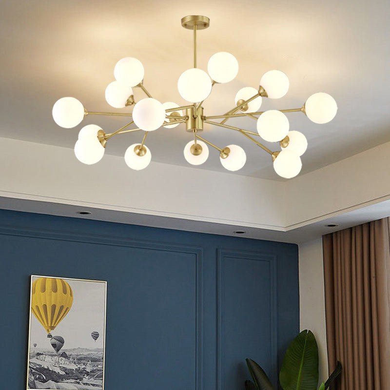 Glass Gold Chandelier in Modern Artistic Style Copper Globe Pendant Light for Interior Spaces