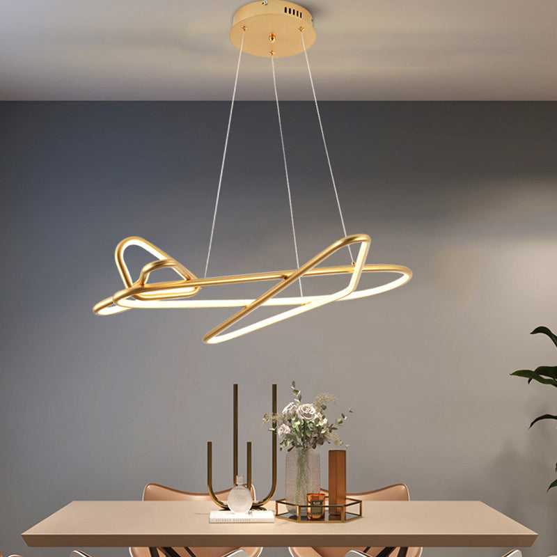 Modern Creative LED Pendant Light Lacquered Aluminium Linear Chandelier with Silicone Shade