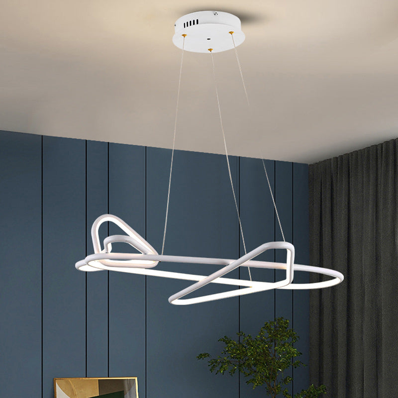 Modern Creative LED Pendant Light Lacquered Aluminium Linear Chandelier with Silicone Shade