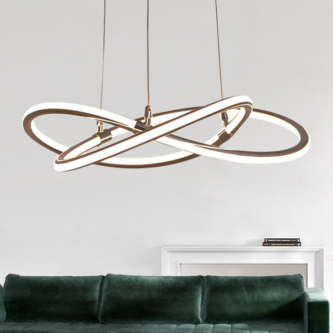 Modern Metal Sockets Chandelier Living Room Linear LED Hanging Pendant Lights