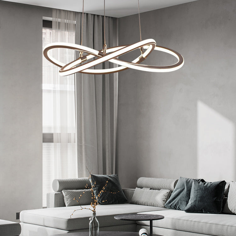 Modern Metal Sockets Chandelier Living Room Linear LED Hanging Pendant Lights