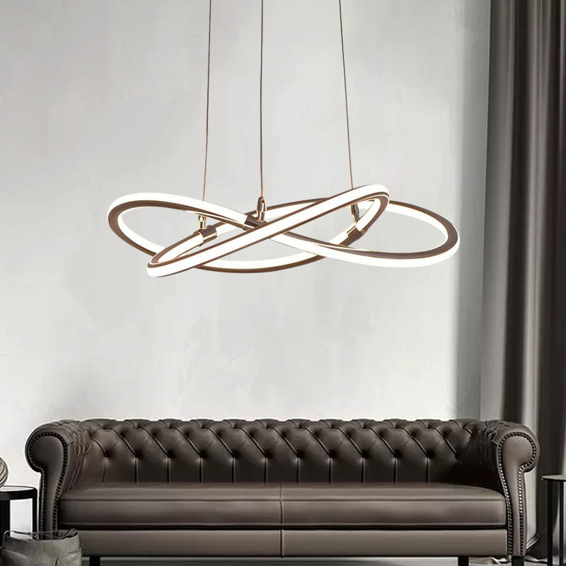 Modern Metal Sockets Chandelier Living Room Linear LED Hanging Pendant Lights