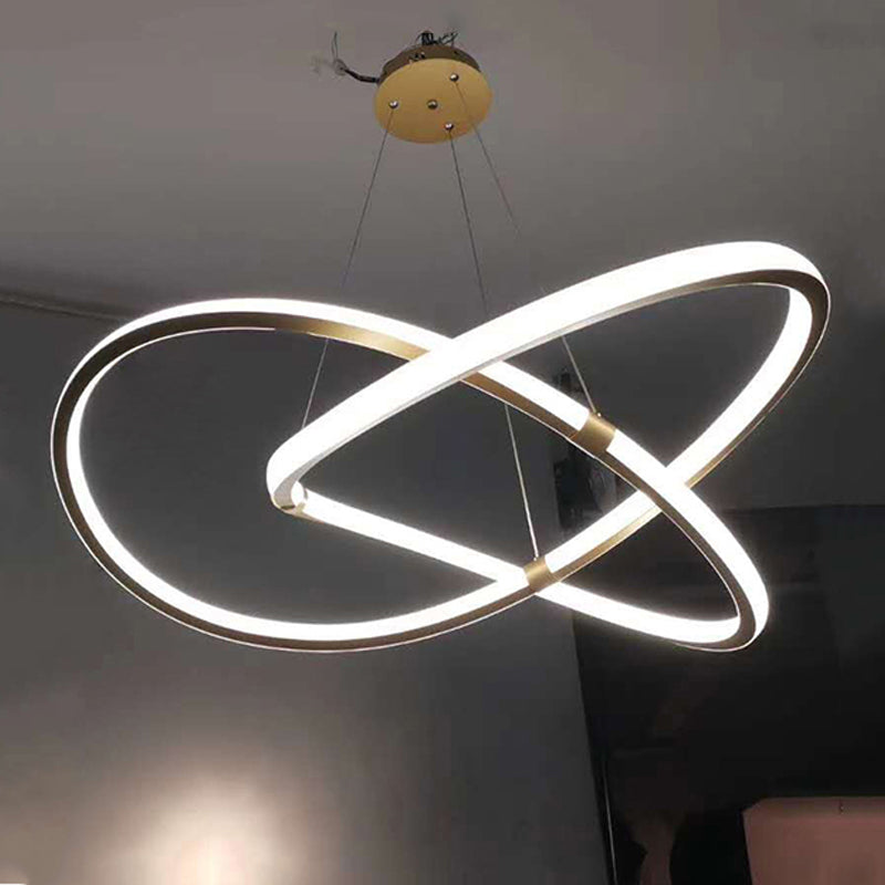 Modern Metal Sockets Chandelier Living Room Linear LED Hanging Pendant Lights