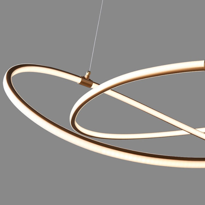 Modern Metal Sockets Chandelier Living Room Linear LED Hanging Pendant Lights