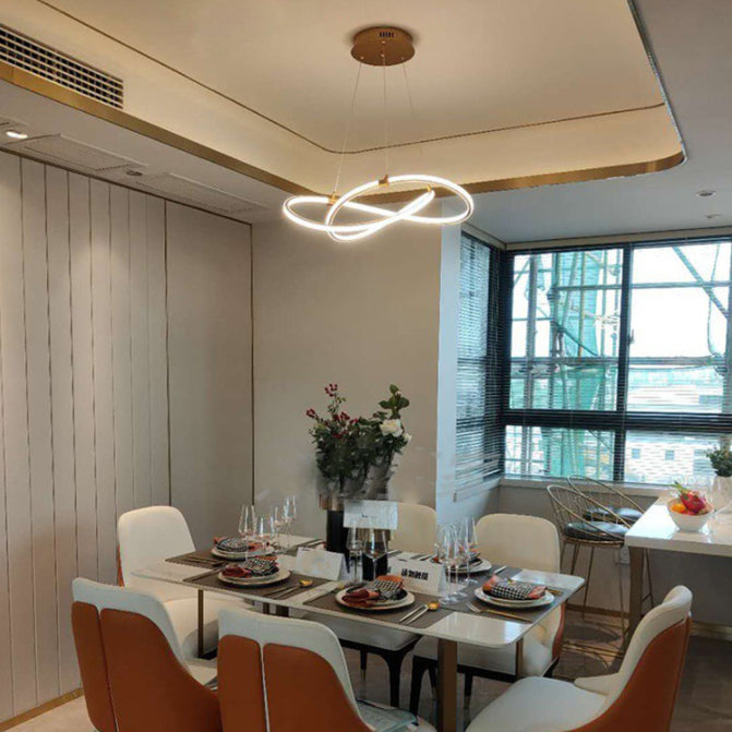 Modern Metal Sockets Chandelier Living Room Linear LED Hanging Pendant Lights