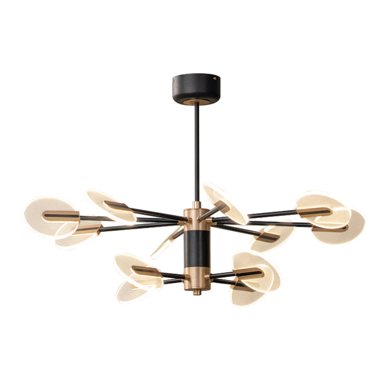 Black Acrylic Pendant Light Sputnik Modern LED Hanging Light for Living Room