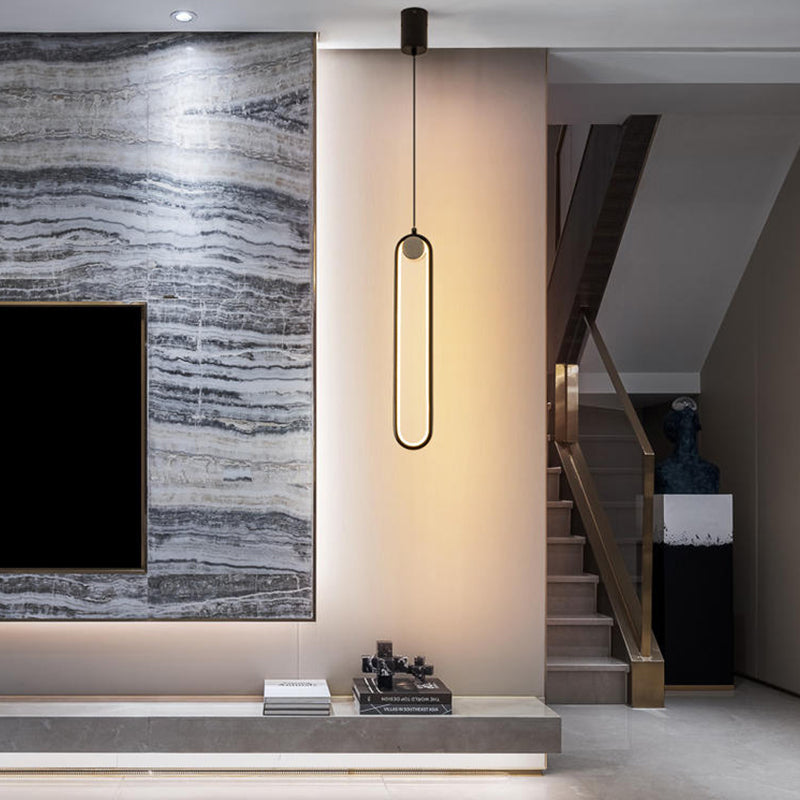 Luces colgantes minimalistas de metal Estilo moderno Lámpara colgante lineal de 1 luce para dormitorio