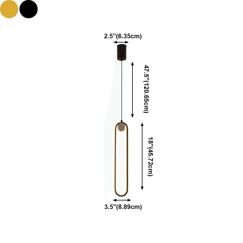 Luces colgantes minimalistas de metal Estilo moderno Lámpara colgante lineal de 1 luce para dormitorio