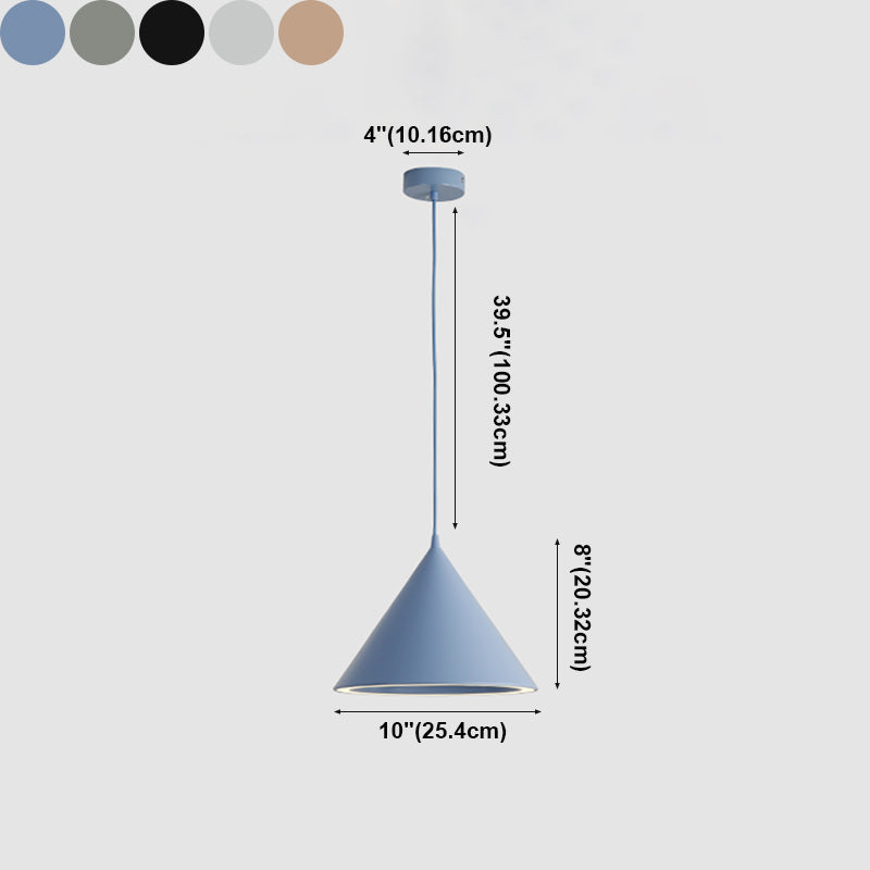 Forme de cône en métal Lumières suspendues modernes Macaron style 1 pendentif lumineux Light pour salle à manger