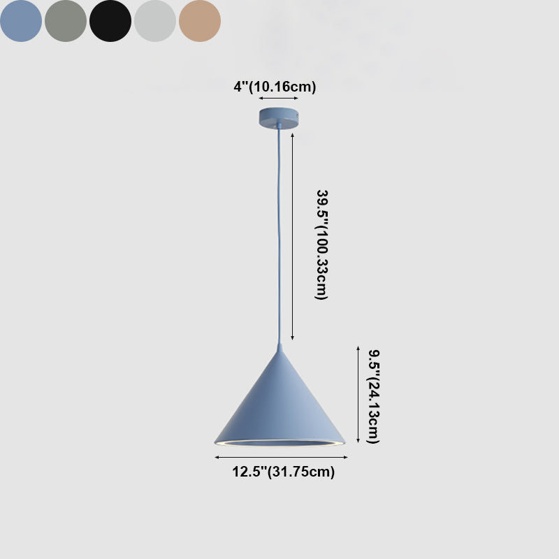 Forme de cône en métal Lumières suspendues modernes Macaron style 1 pendentif lumineux Light pour salle à manger