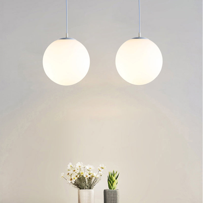 Lampe à suspension en verre blanc escaliers globaux pendentif pendentif avec 1 lumière