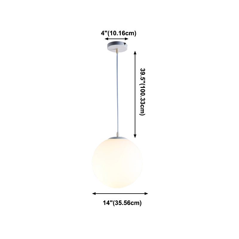Lampe à suspension en verre blanc escaliers globaux pendentif pendentif avec 1 lumière