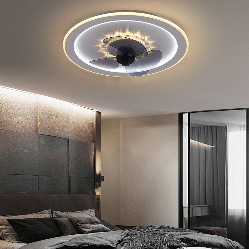 Moderni ventilatori geometrici con soffitto geometrico a ventole a ventole leggera moderna con ombra acrilica